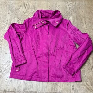 Talbots Women's Size 6 Fuchsia Stand Collar Lightweight Full Zip Up Jacket‎